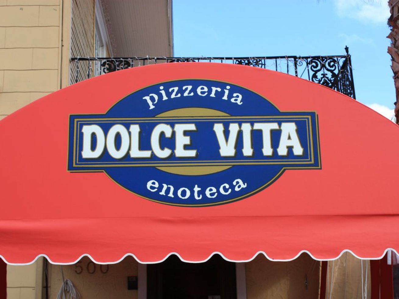 The red awning of Dolce Vita